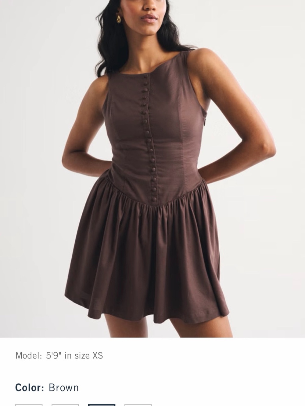 Abercrombie High Neck Button-Embellished Mini Dress (M TALL)
